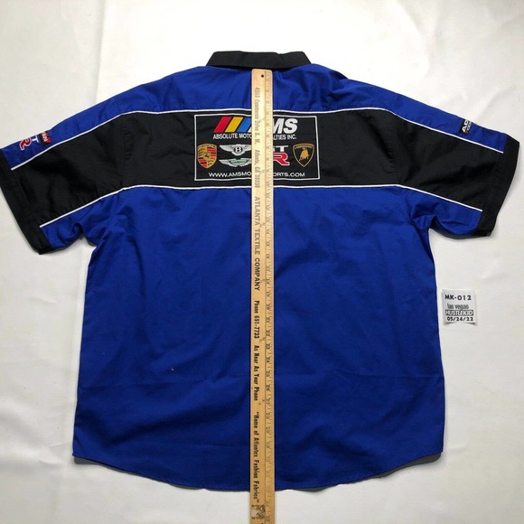 AMS Motorsports GTR Bently Lamborghini Porsche Mechanic Button Shirt Men XXL 2XL - Picture 12 of 12